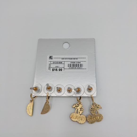 Sugarfix by BaubleBar Cherry and Leaf Earring Set - Pink and Green - Picture 2 of 2